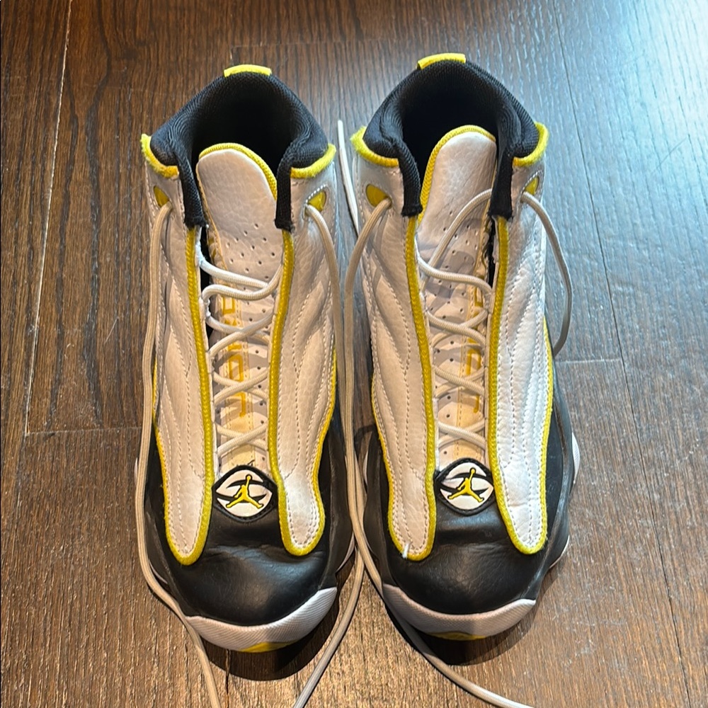 White and Yellow High-Top Sneakers